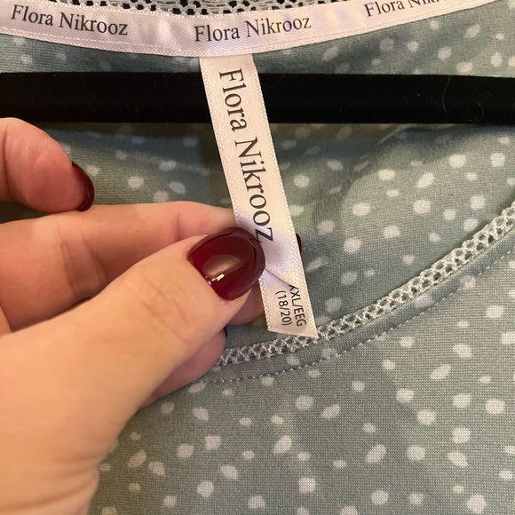 Flora Nikrooz Blue Pajama Top with White Dots - Picture 4 of 5